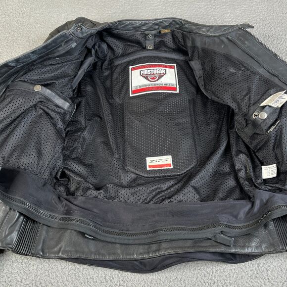First Gear Leather Jacket Mens 42 S-Pilot Mesh Lined Biker Motorcycle Moto Coat - Picture 15 of 16